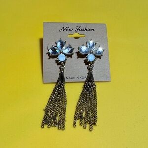 🆕 Made in Korea Elegant and Chic Silver and Bronzy Gold Tassel Earrings